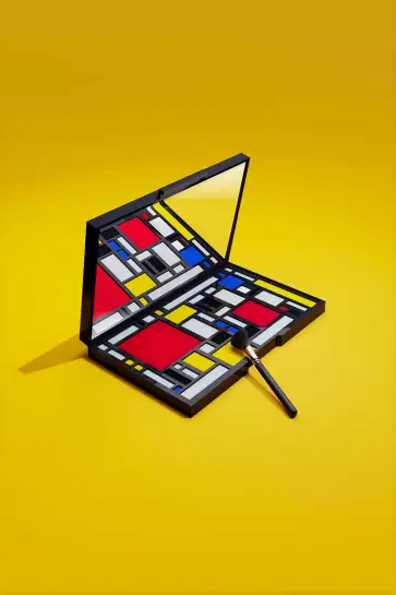 Affiche maquillage style mondrian - art & palette pop