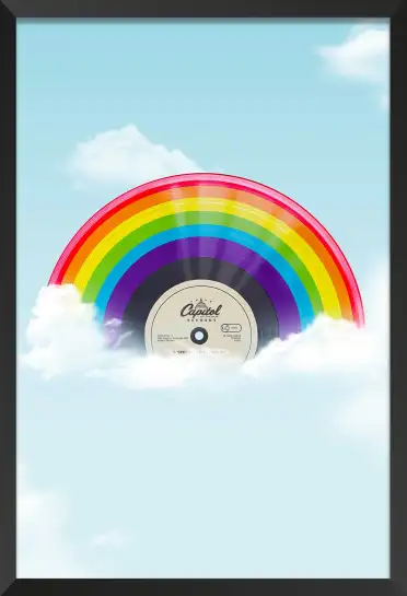Affiche disque vinyle arc-en-ciel - illustration pop art