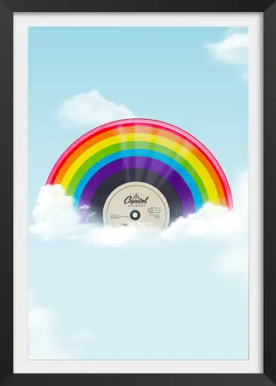 Affiche disque vinyle arc-en-ciel - illustration pop art