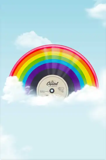 Affiche disque vinyle arc-en-ciel - illustration pop art
