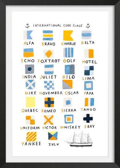 Affiche pavillons maritimes - code international des signaux