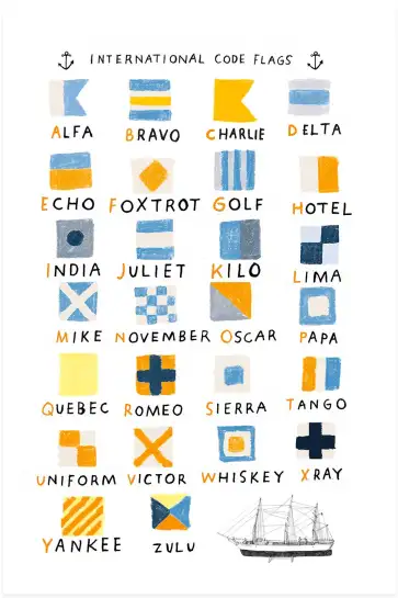 Affiche pavillons maritimes - code international des signaux