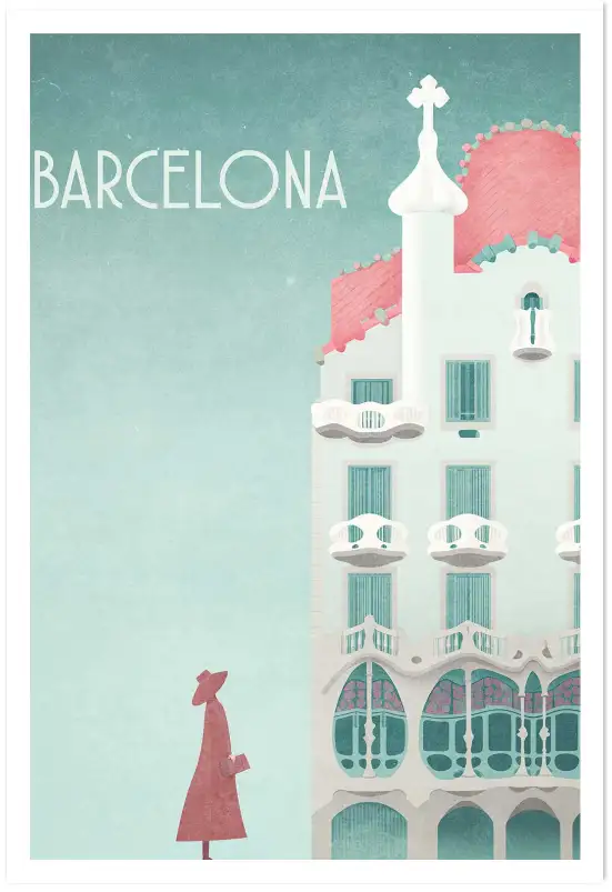 Affiche barcelone casa batlló - design vintage & élégant