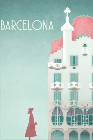 Affiche barcelone casa batlló - design vintage & élégant