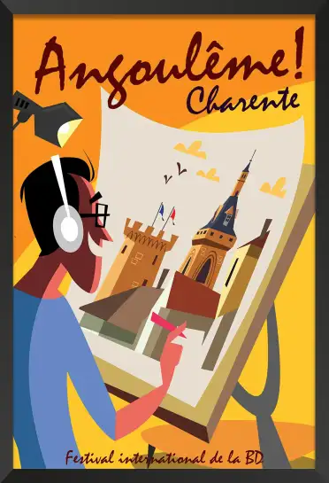 Affiche Bordeaux vintage- poster illustré vignoble château