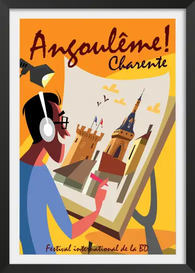 Affiche Bordeaux vintage- poster illustré vignoble château