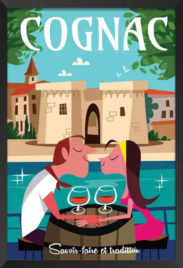 Affiche retro de Cognac rétro-poster chai illustré