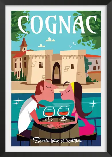 Affiche retro de Cognac rétro-poster chai illustré