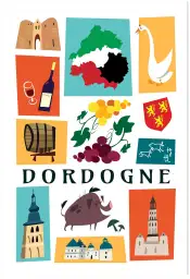 Affiche dordogne icônes-poster symboles périgord illustré