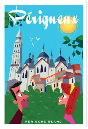 Affiche Périgueux Périgord Blanc - Illustration vintage cathédrale Saint-Front