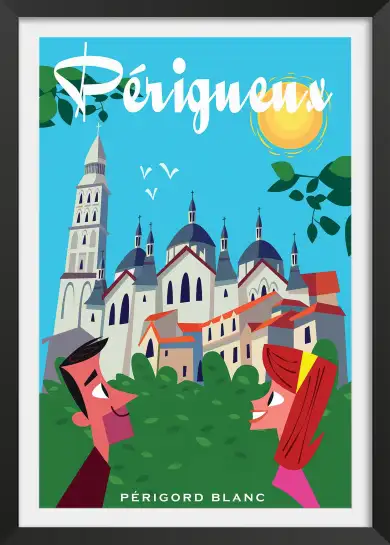 Affiche Périgueux Périgord Blanc - Illustration vintage cathédrale Saint-Front