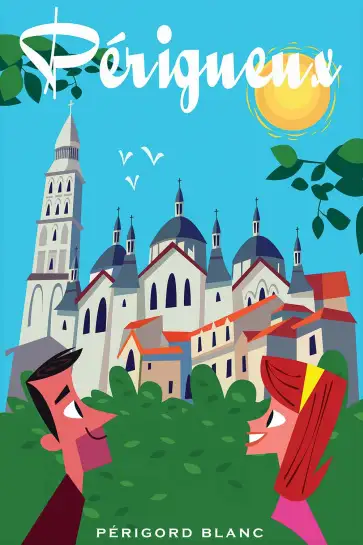Affiche Périgueux Périgord Blanc - Illustration vintage cathédrale Saint-Front