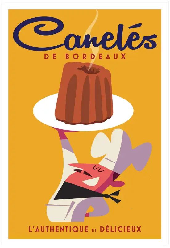 Affiche Canelés de Bordeaux - Illustration rétro gourmande et vintage
