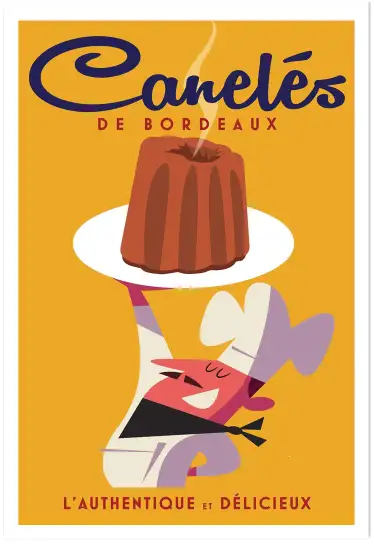 Affiche Canelés de Bordeaux - Illustration rétro gourmande et vintage