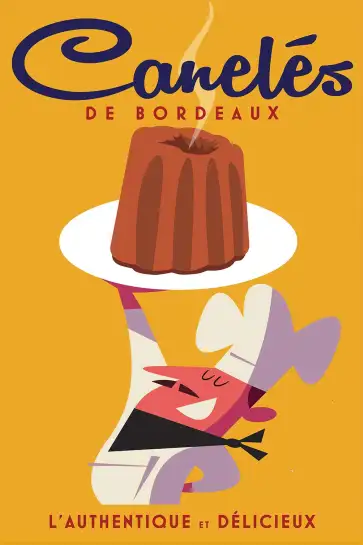 Affiche Canelés de Bordeaux - Illustration rétro gourmande et vintage