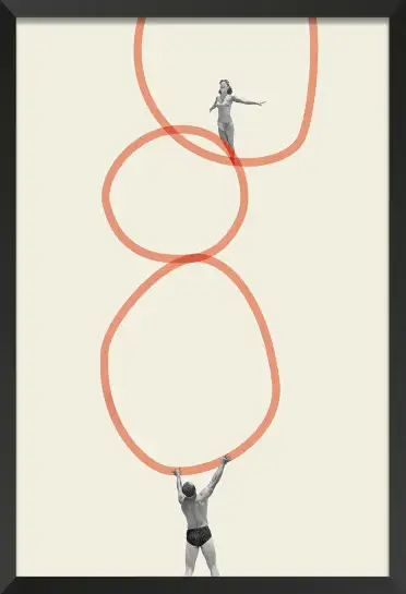 Affiche équilibre - art abstrait et collage rétro baigneurs