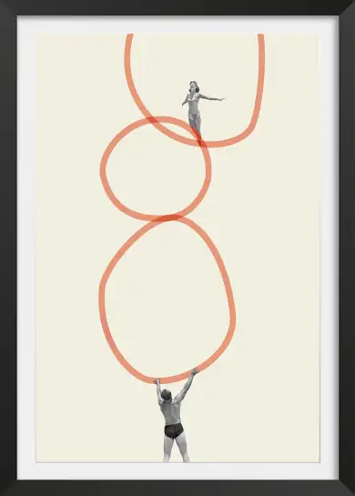 Affiche équilibre - art abstrait et collage rétro baigneurs