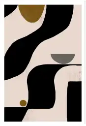 Affiche art abstrait graphique - formes ondulées noires et ocre