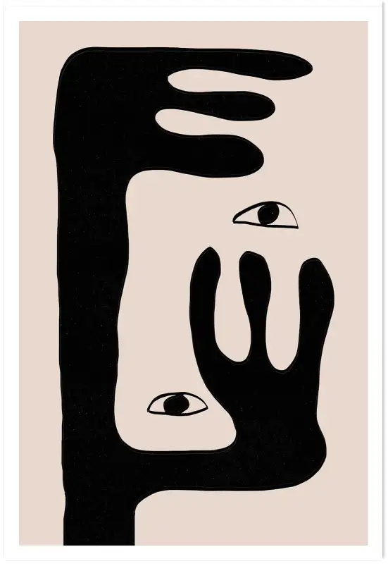 Affiche visage abstrait - line art graphique minimaliste