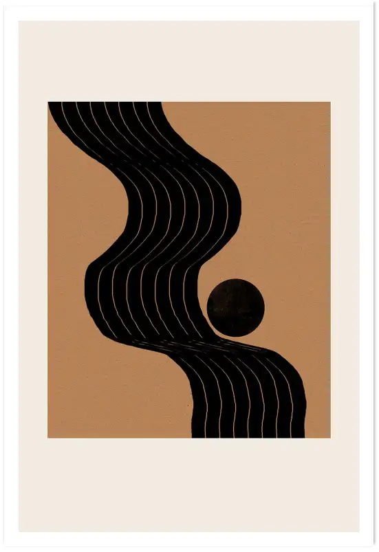 Affiche vague graphique abstraite - art minimaliste terre cuite