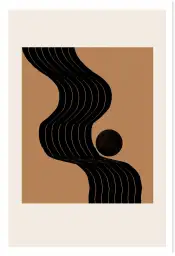 Affiche vague graphique abstraite - art minimaliste terre cuite