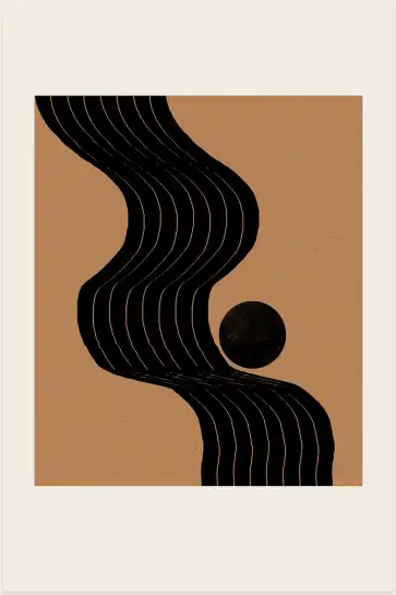 Affiche vague graphique abstraite - art minimaliste terre cuite