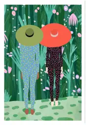 Affiche femmes aux chapeaux - illustration jungle colorée