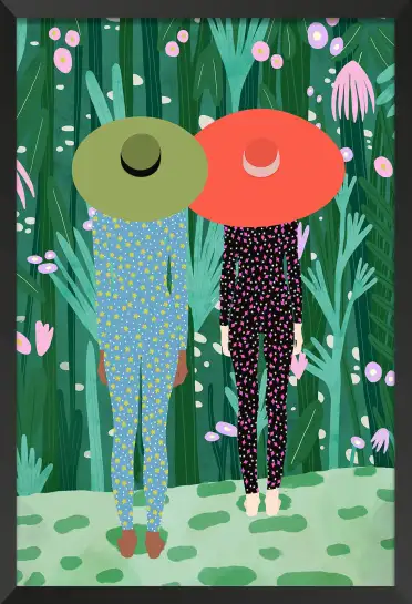 Affiche femmes aux chapeaux - illustration jungle colorée
