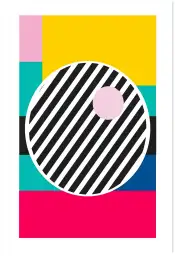 Affiche art géométrique pop - cercle à rayures et couleurs vives