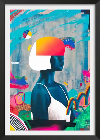 Poster portrait de femme pop Art & street Art - Déco murale contemporaine colorée
