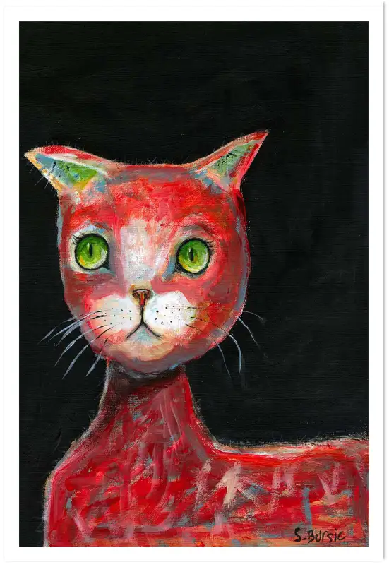 Affiche chat rouge - peinture artistique par s. Bursic