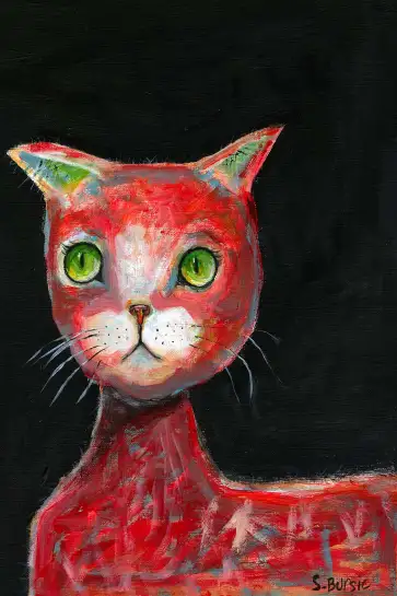 Affiche chat rouge - peinture artistique par s. Bursic