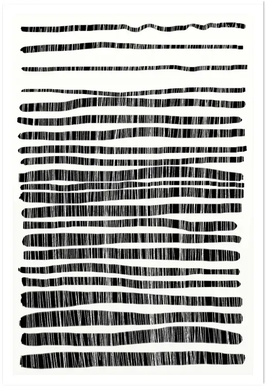 Affiche graphique rayures - motif abstrait noir et blanc