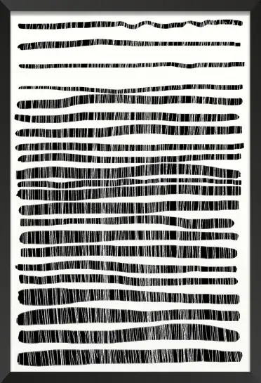 Affiche graphique rayures - motif abstrait noir et blanc
