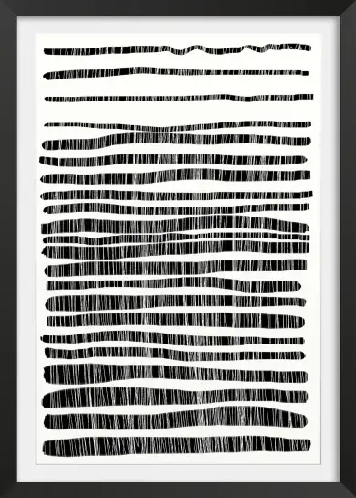 Affiche graphique rayures - motif abstrait noir et blanc