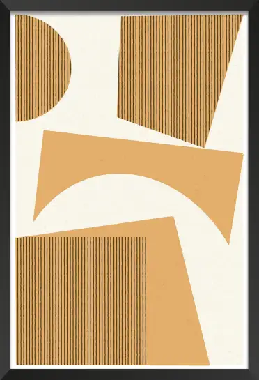 Affiche Formes Découpées - Composition géométrique ocre et beige