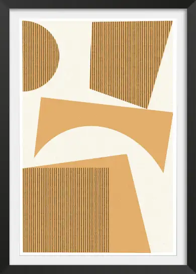 Affiche Formes Découpées - Composition géométrique ocre et beige