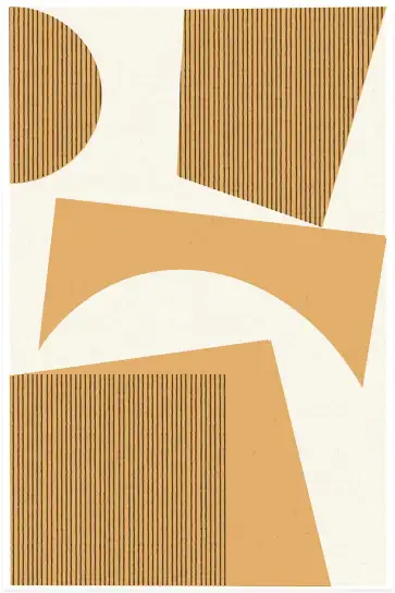 Affiche Formes Découpées - Composition géométrique ocre et beige