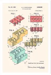 Affiche brevet vintage - dessin technique brique de jeu lego