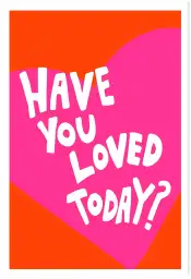 Affiche typographique pop art - message vibrant sur cœur rose