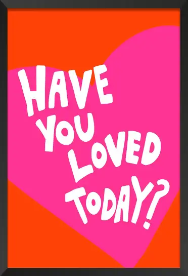 Affiche typographique pop art - message vibrant sur cœur rose