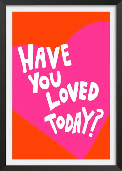 Affiche typographique pop art - message vibrant sur cœur rose