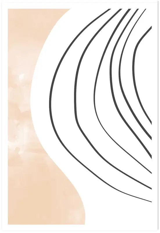 Affiche minimaliste lignes courbes - design abstrait beige et blanc