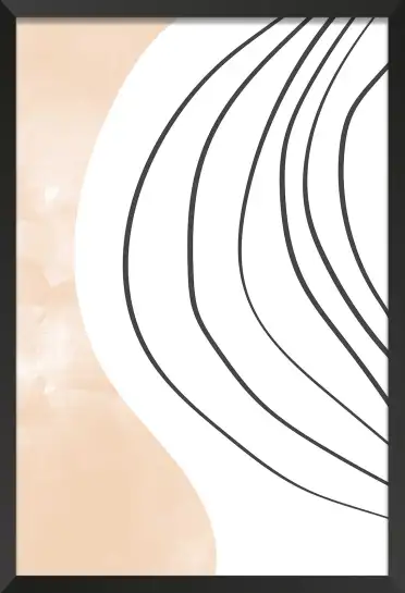 Affiche minimaliste lignes courbes - design abstrait beige et blanc