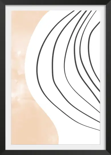 Affiche minimaliste lignes courbes - design abstrait beige et blanc