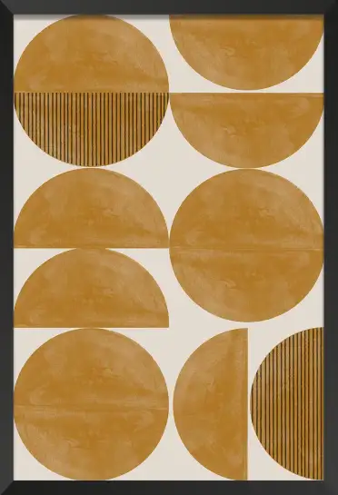 Affiche géométrique minimaliste - cercles et demi-cercles ocre