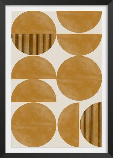 Affiche géométrique minimaliste - cercles et demi-cercles ocre