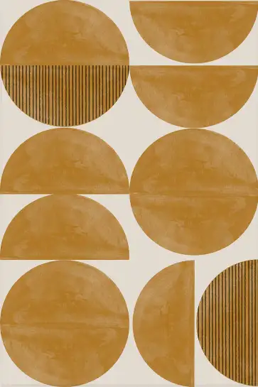 Affiche géométrique minimaliste - cercles et demi-cercles ocre