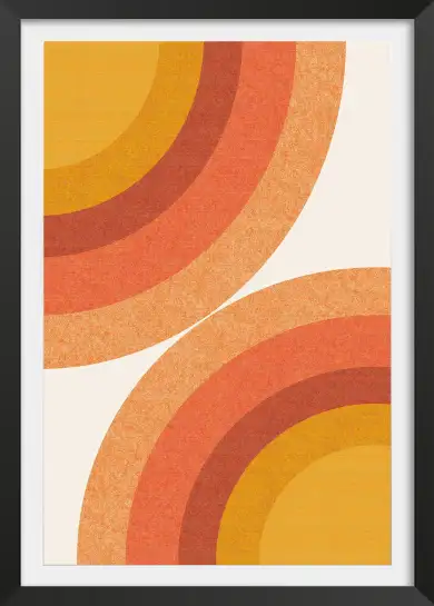 Affiche graphique vintage - arcs de cercle orange et ocre