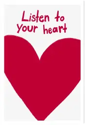 Affiche cœur rouge typographique - listen to your heart